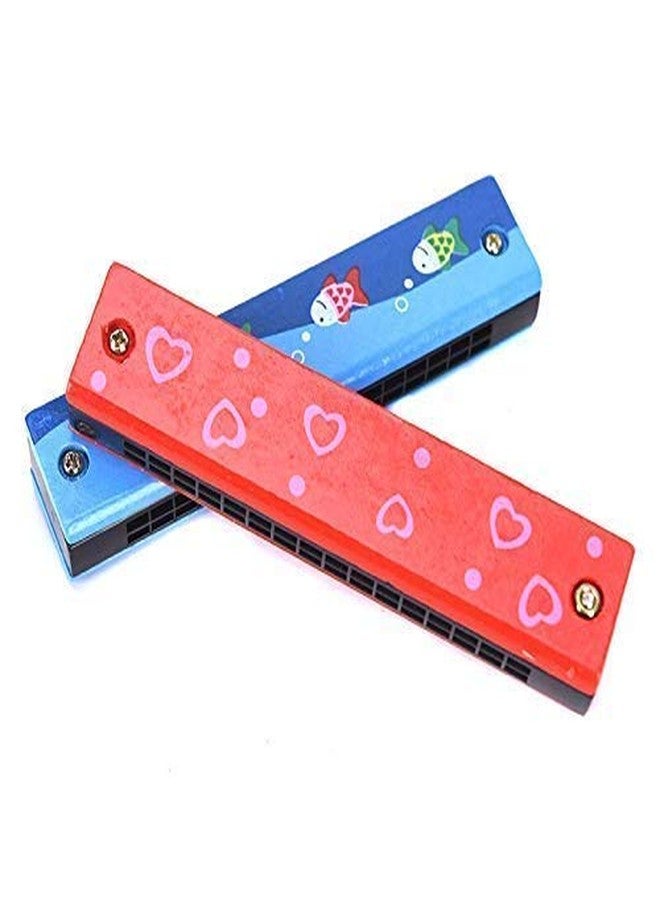 Trusmile Wooden Harmonica for Kids, Multicolour, Musical Toy, Easy Play Play Mouth Organ Birthday Return Gift (2 Pieces) - Image 1